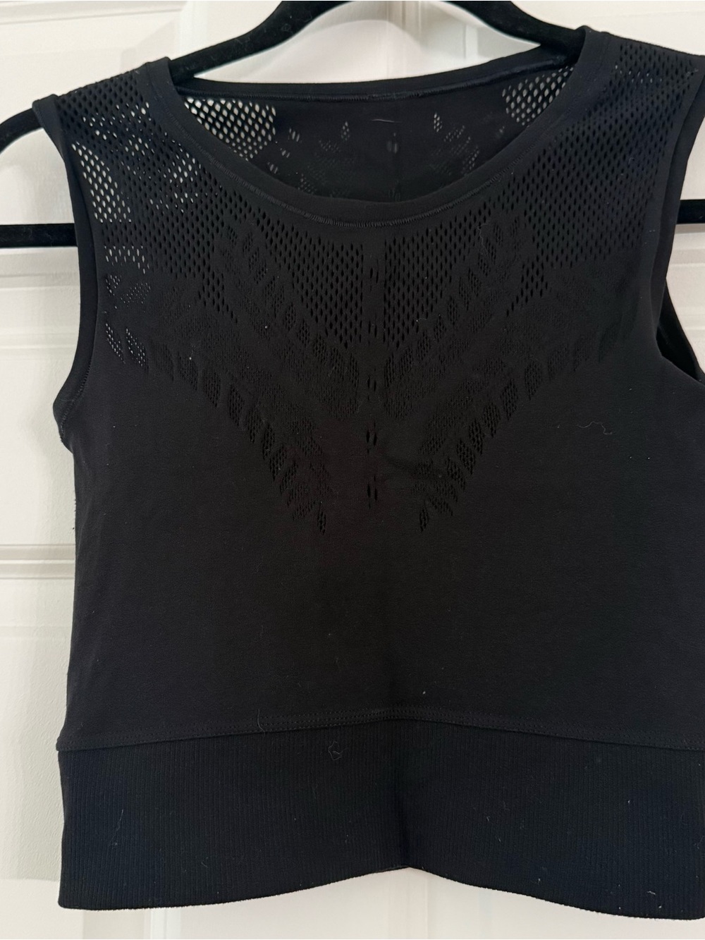 Athleta Black Mesh-Panel Cropped Tank